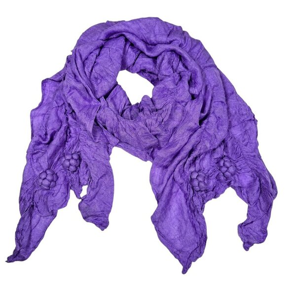 NWOT RAJ Boho Purple Scarf Crinkle Cotton Ruching Fashion Accessory Artsy - Picture 1 of 9